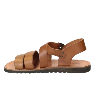 Sandales homme cuir travaillé à la main marron