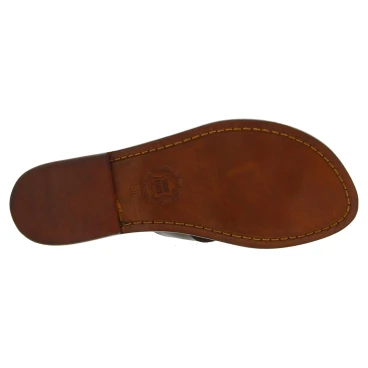 Women's thong sandals Handmade in Italy in dark brown calf leather