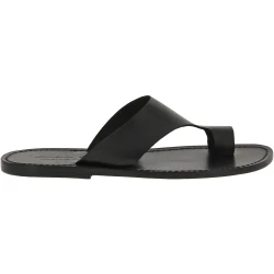 Herren Flip-Flop-Sandalen aus schwarze Leder in Italien von Handgefertigt