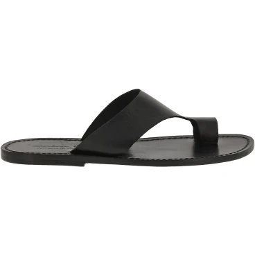 Sandalias de cuero negro para hombres hecho a mano en Italia
