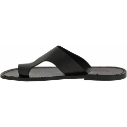 Sandalias de cuero negro para hombres hecho a mano en Italia