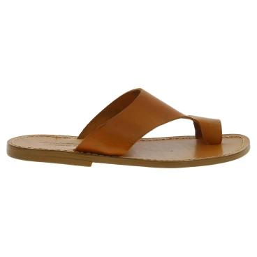 Tan leather thong sandals for men Handmade in Italy