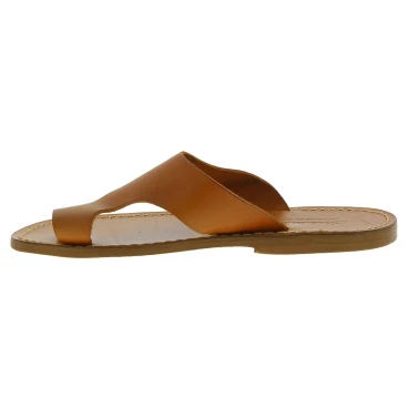 Tan leather thong sandals for men Handmade in Italy