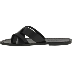 Sandalias de cuero negro para mujeres hechos a mano en Italia