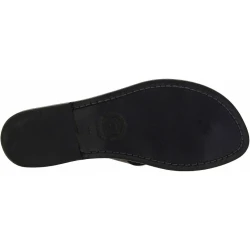 Women's thong sandals Handmade in Italy in black calf leather