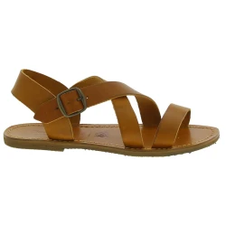 Sandalias en cuero marrón para mujer hechos a mano en Italia
