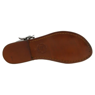 Dunkelbraune Damen-Sandalen aus echtem Leder in Italien von Hand gefertigt