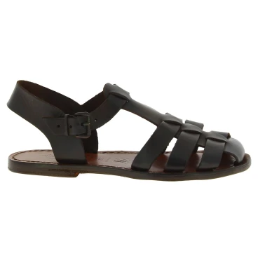 Sandales marron pour femme en cuir travaillé à la main en Italie