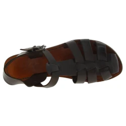Dunkelbraune Damen-Sandalen aus echtem Leder in Italien von Hand gefertigt