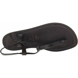 Sandales cuir femmes noir travaillées à la main