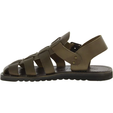 Sandalias para hombre en cuero colores barro suela de goma gruesa