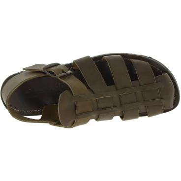 Sandalias para hombre en cuero colores barro suela de goma gruesa