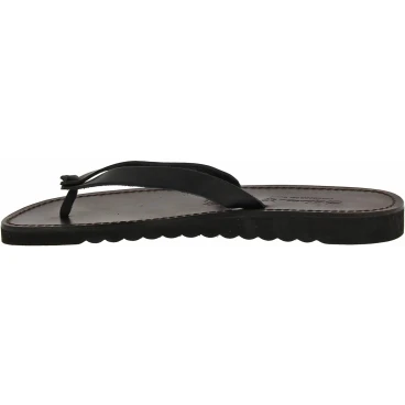 Tongs homme en cuir noir avec semelle en caoutchouc épais
