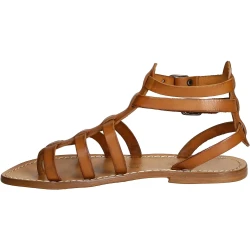 Sandalias gladiador plana para las mujeres hecho a mano en Italia en cuero cuir