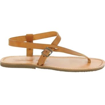 Tongs en cuir marron claire pour homme artisanales