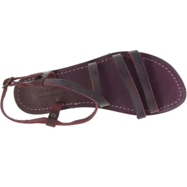 Women's violet leather sandals handmade in Italy