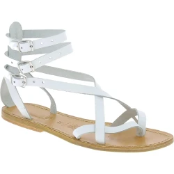 Hecho a mano en Italia las sandalias romanas en cuero blanco