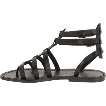 Black gladiator sandals for women real leather Handmade in Italy