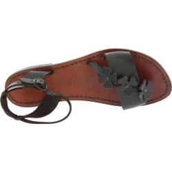 Handmade dark brown flat sandals for women real italian leather