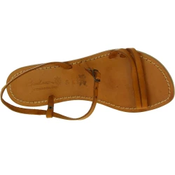 Handmade tan flat sandals for women