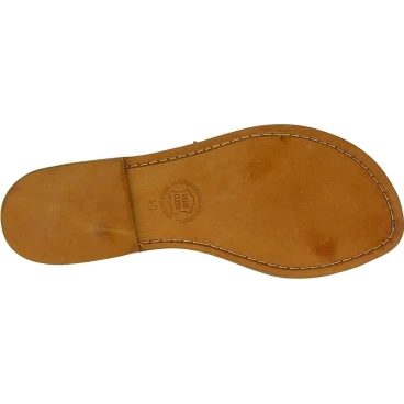 Handmade tan flat sandals for women