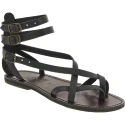 Handgefertigte Damen-Sandalen im Slave-Look aus Schwarze Leder