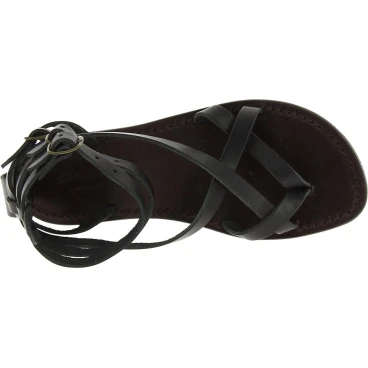 Hecho a mano en Italia sandalias esclavo en cuero negro