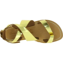 Sandalias para mujeres en cuero oro hecho a mano en Italia