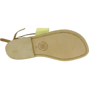 Tongs pour femme en cuir or travaillé à la main
