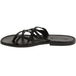 Hand gefertigte Damen-Sandalen mit schwarzen Lederriemengeflecht und Ledersohle