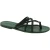 Handmade green strips leather womens slides thongs and leather sole