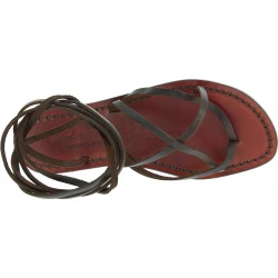 Sandales pour femme spartiate marron en cuir travaillé à la main en Italie