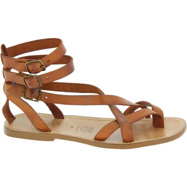 Herren-Sandalen im Gladiator-Stil aus Leder Lederbarbig in Italien von Handgefertigt