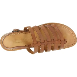 Leather thong sandals for women in cuir color leather