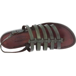 Sandals tongs femme en cuir coulor marron pas cher