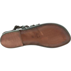 Damen Flip-Flop-Sandalen aus braunem Leder in Italien von Hand gefertigt