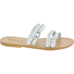 Handgefertigte Damen-Slippersandalen aus weiße Leder