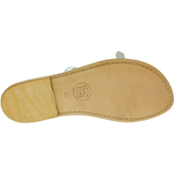 Nu-pieds pour femme en cuir tressé blanc travaillé à main