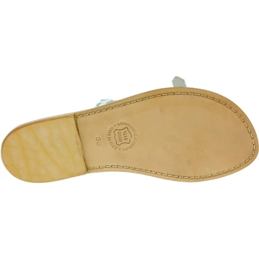 Chanclas de cuero blanco para mujer hechas a mano