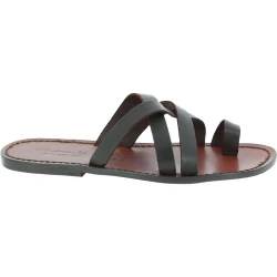 Chanclas marrón cuero hombre hechas a mano en Italia