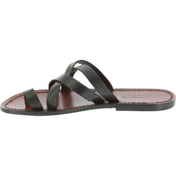 Mens brown leather thong sandals handmade in Italy