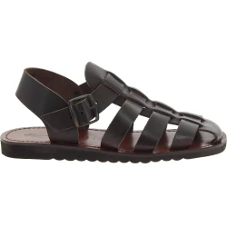 Hecho a mano en Italia mens sandalias Franciscanas en cuero marrón oscuro