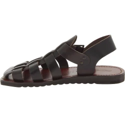 Hecho a mano en Italia mens sandalias Franciscanas en cuero marrón oscuro