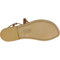 Sandalias planas para mujer de cuero marrón hecho a mano