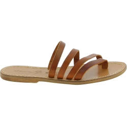 Handgefertigte Damen Flip Flops aus hellbraunem Leder