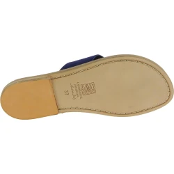 Sandalias de cuero nobuck azul para mujeres hecho a mano
