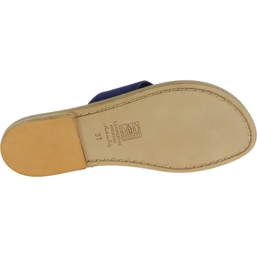 Claquettes en cuir nubuck blue pour femme artisanales