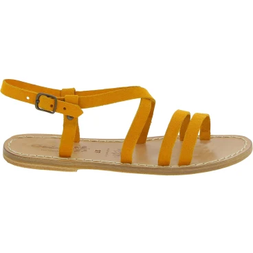 Ocher nubuck leather sandals hand made in Italy