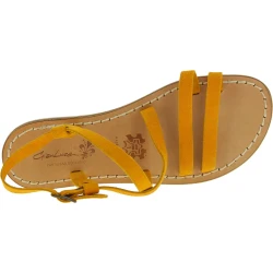 Sandalias para mujer de nubuck ocre hecho a mano