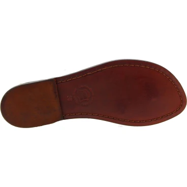 Chanclas de cuero marrón oscuro para mujer artesanales